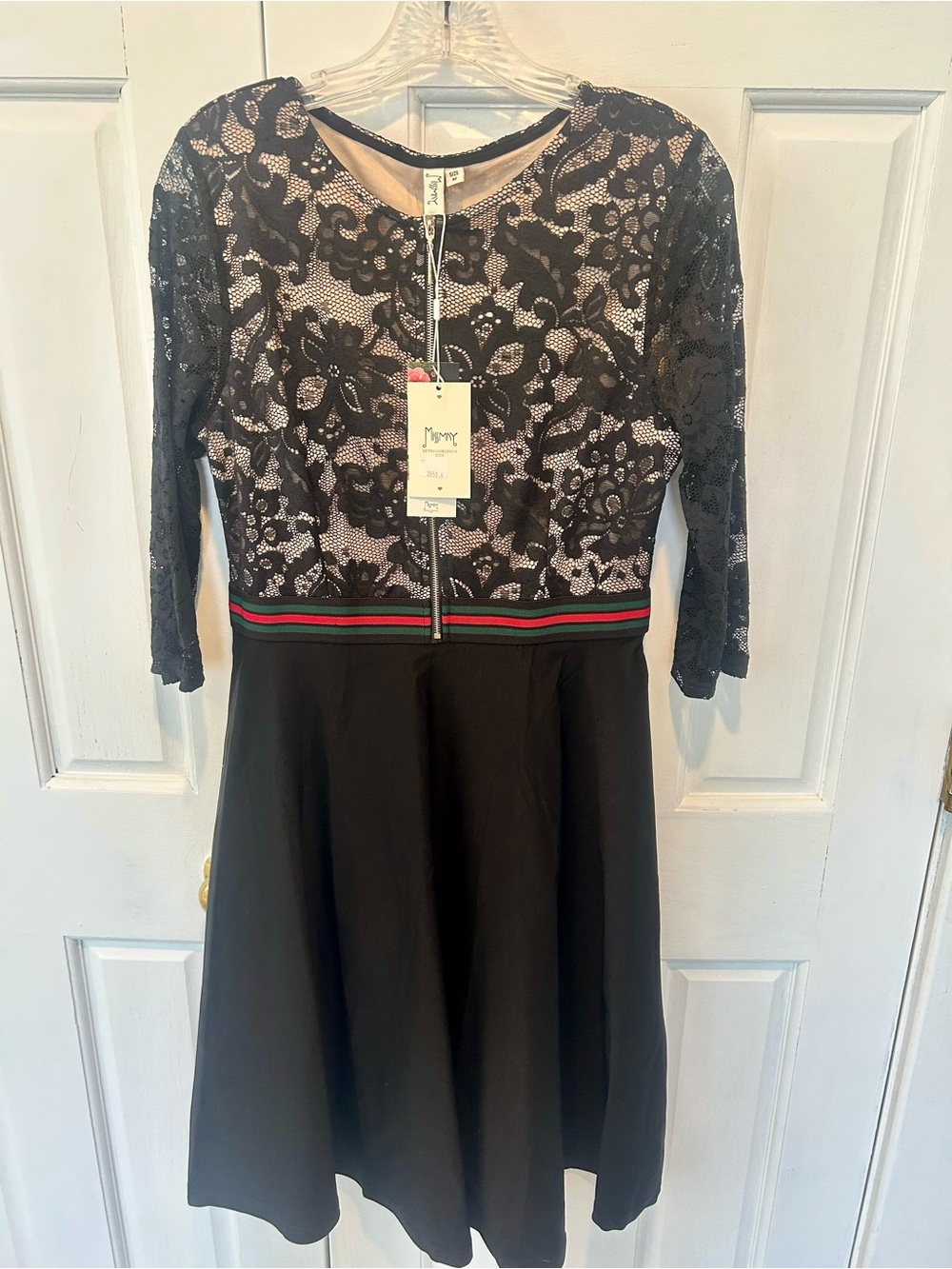 Missmay Black Lace Bodice Fit & Flare Dress with Ribbon Waist